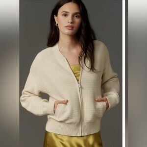 Anthropologie Sanctuary Womens Zip Sweater Bomber. Sz Small (oversized)